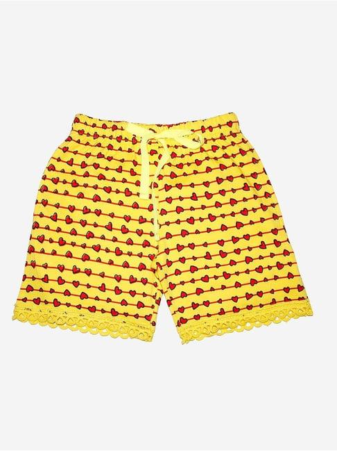 kiddopanti kids yellow printed shorts