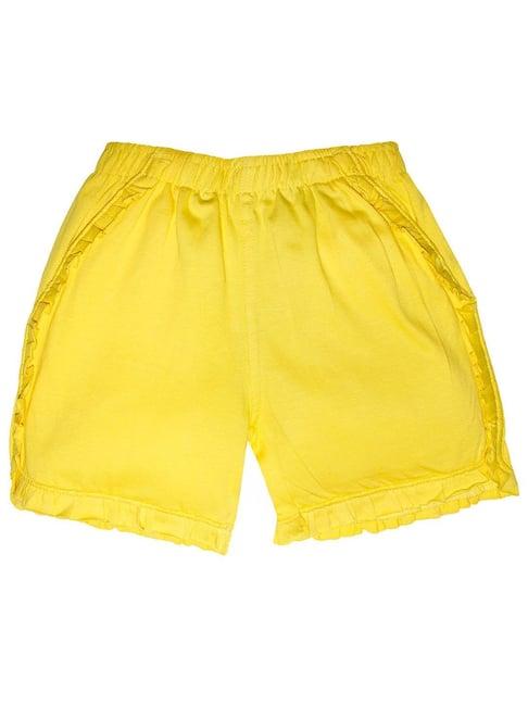 kiddopanti kids yellow solid shorts