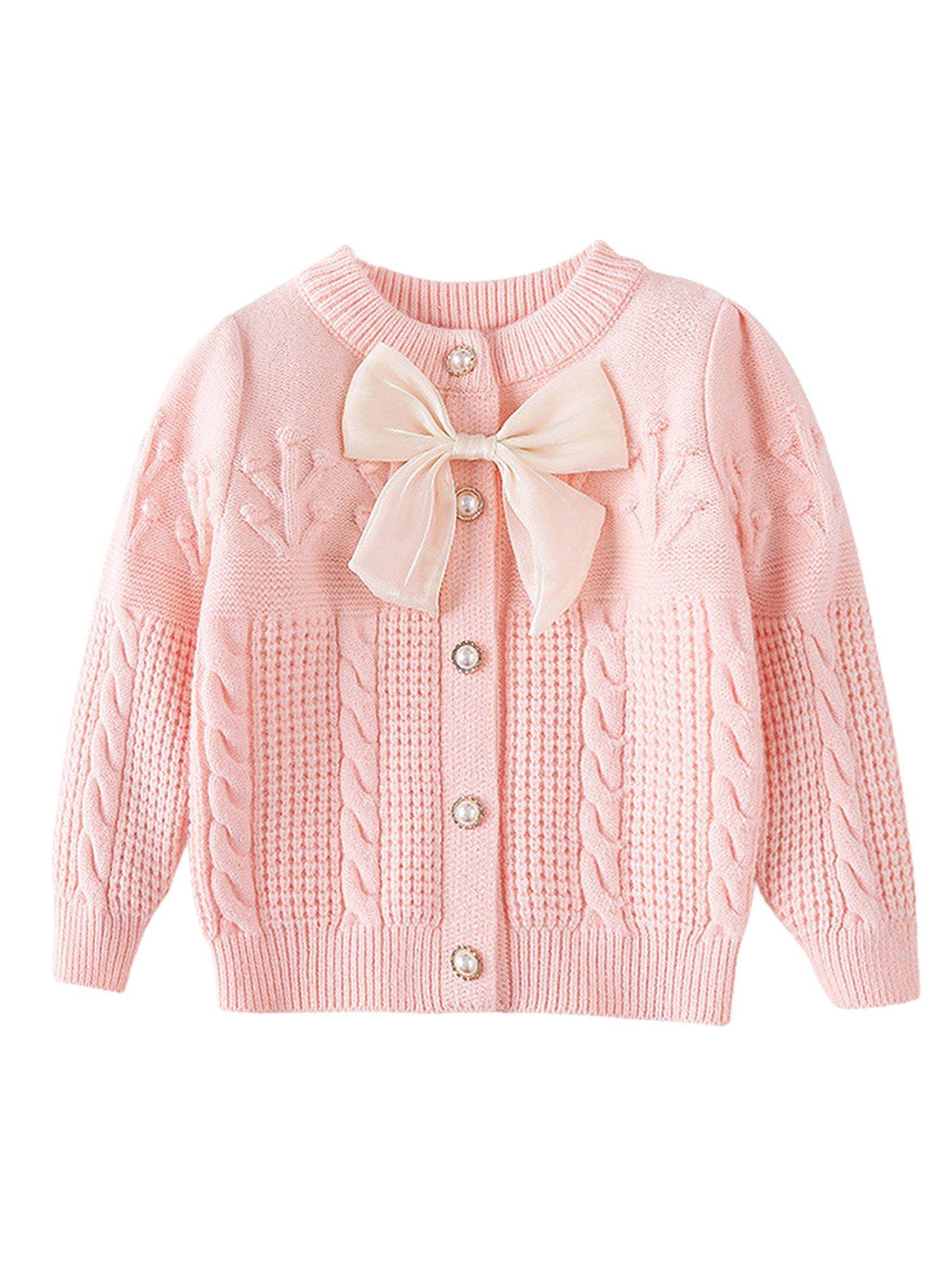 kids-baby-pink-knitted-cardigan-sweater-with-bow