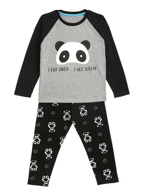 kids craft grey & black printed t-shirt with pyjamas