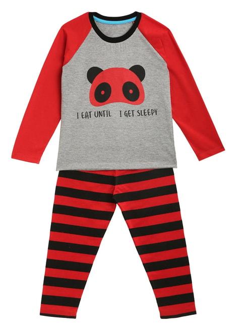 kids-craft-grey-&-red-printed-t-shirt-with-pyjamas