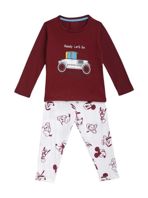 kids-craft-maroon-cotton-printed-t-shirt-&-pants