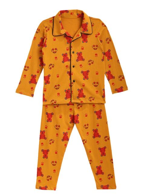 kids craft mustard printed shirt with pyjamas