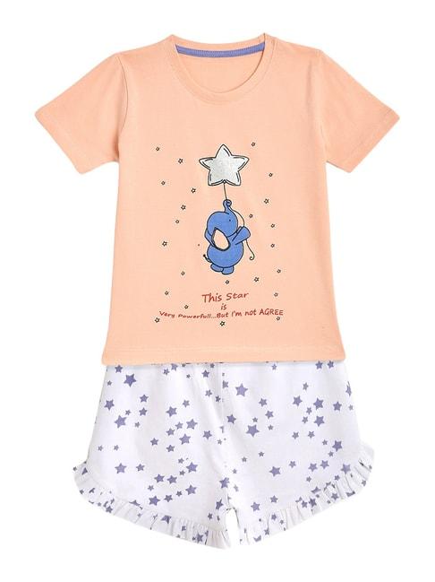 kids-craft-peach-cotton-printed-t-shirt-&-shorts