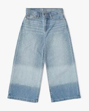 kids high-rise stride wide-leg ankle jeans
