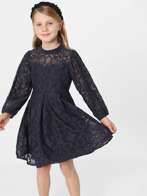 kids only anthracite lace full sleeves dress