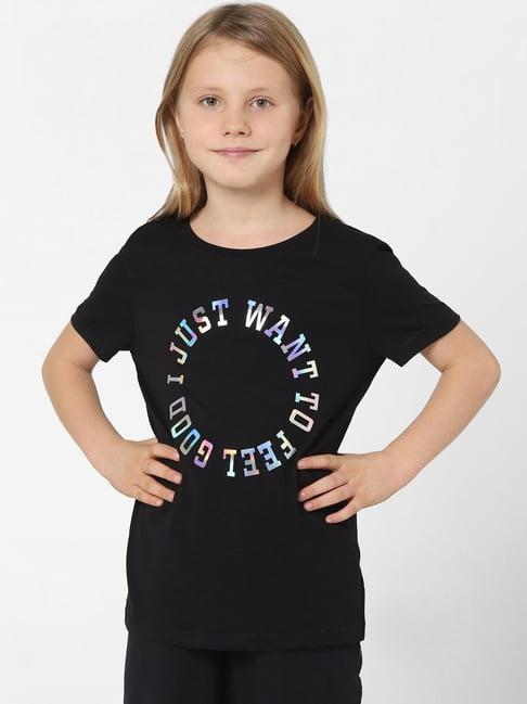 kids only black printed t-shirt