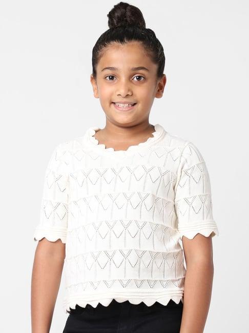 kids only kids off-white cotton self top