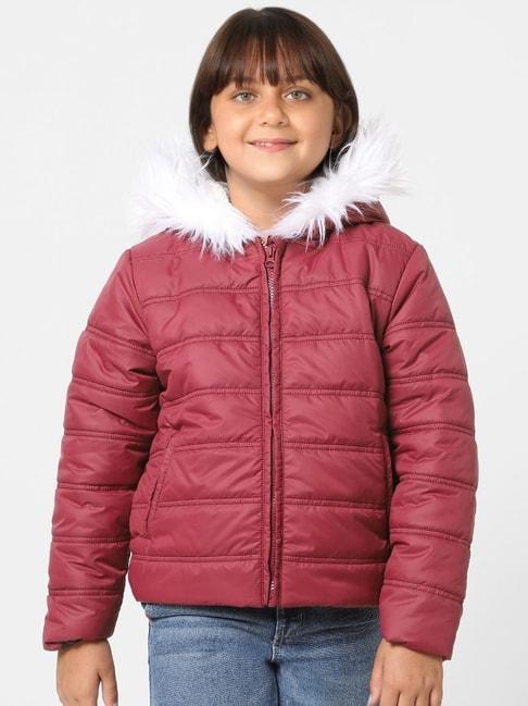 kids only maroon quilted full sleeves jacket