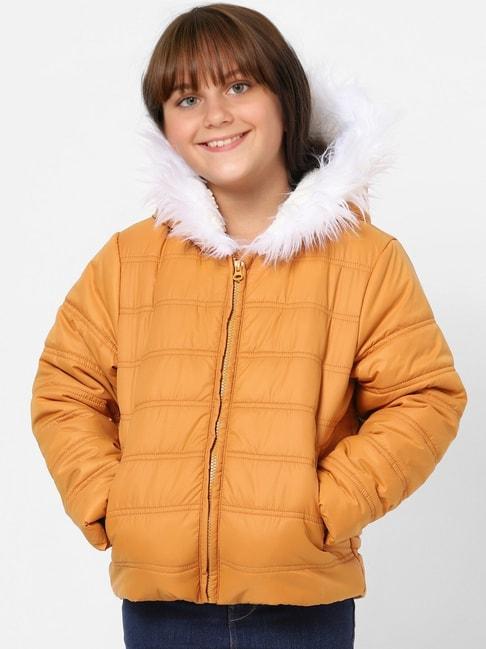 kids only mustard quilted full sleeves jacket