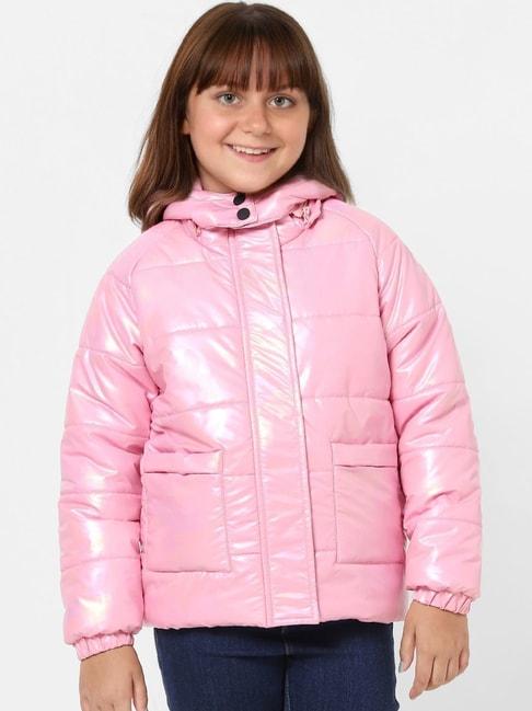 kids only peach quilted full sleeves jacket