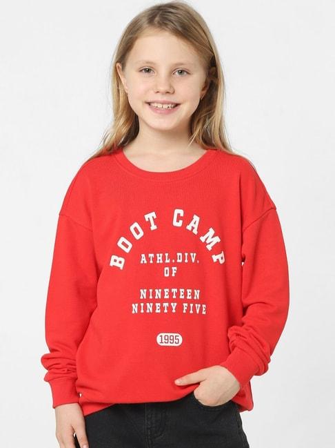 kids only true red printed full sleeves sweatshirt