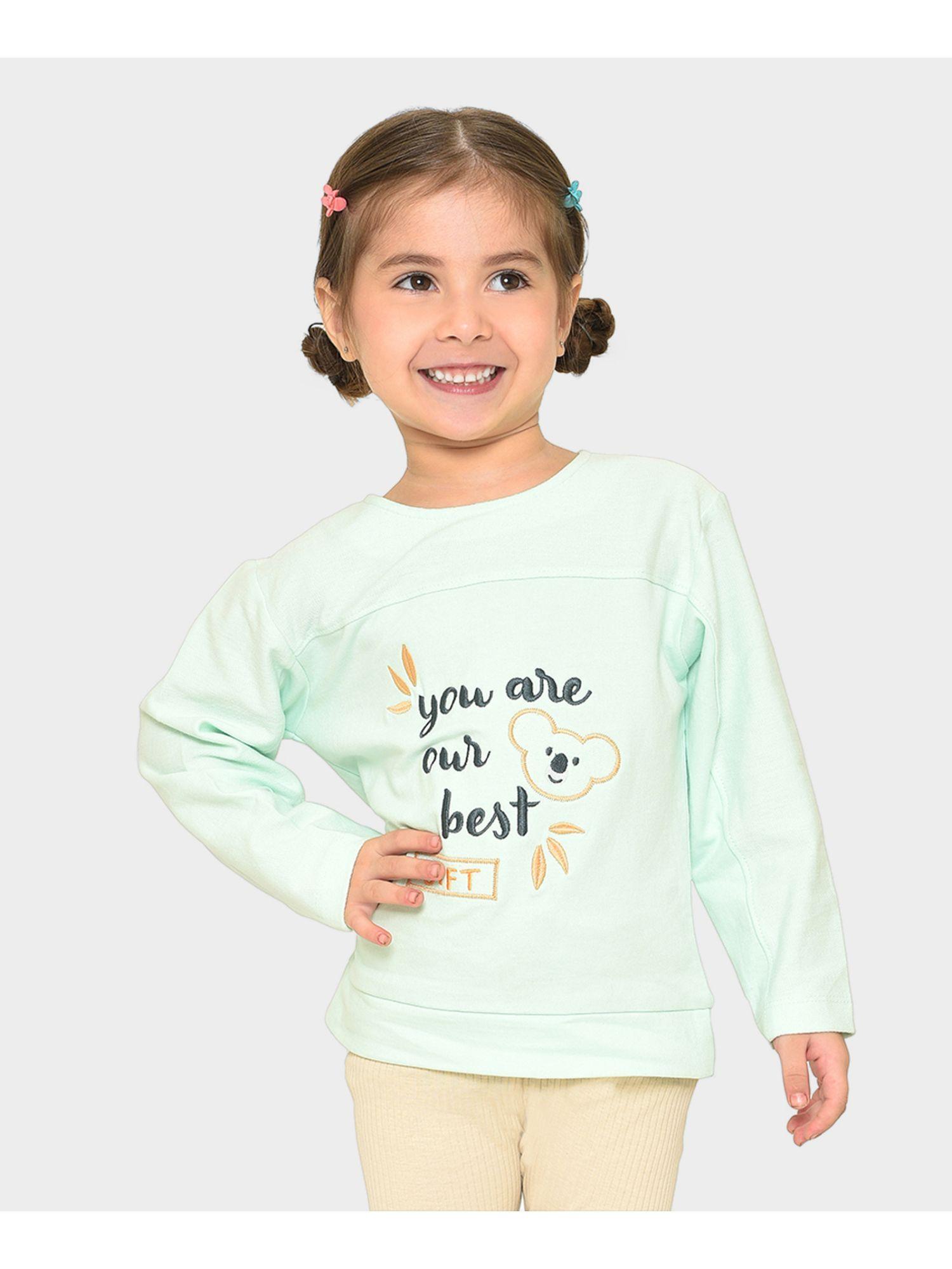 kids typography embroidered cotton pullover sweatshirt