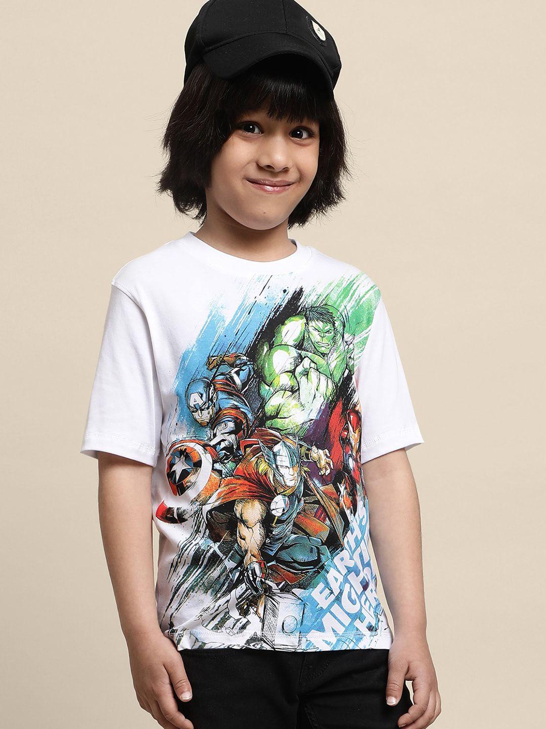 kids ville boys avengers-printed cotton t-shirts