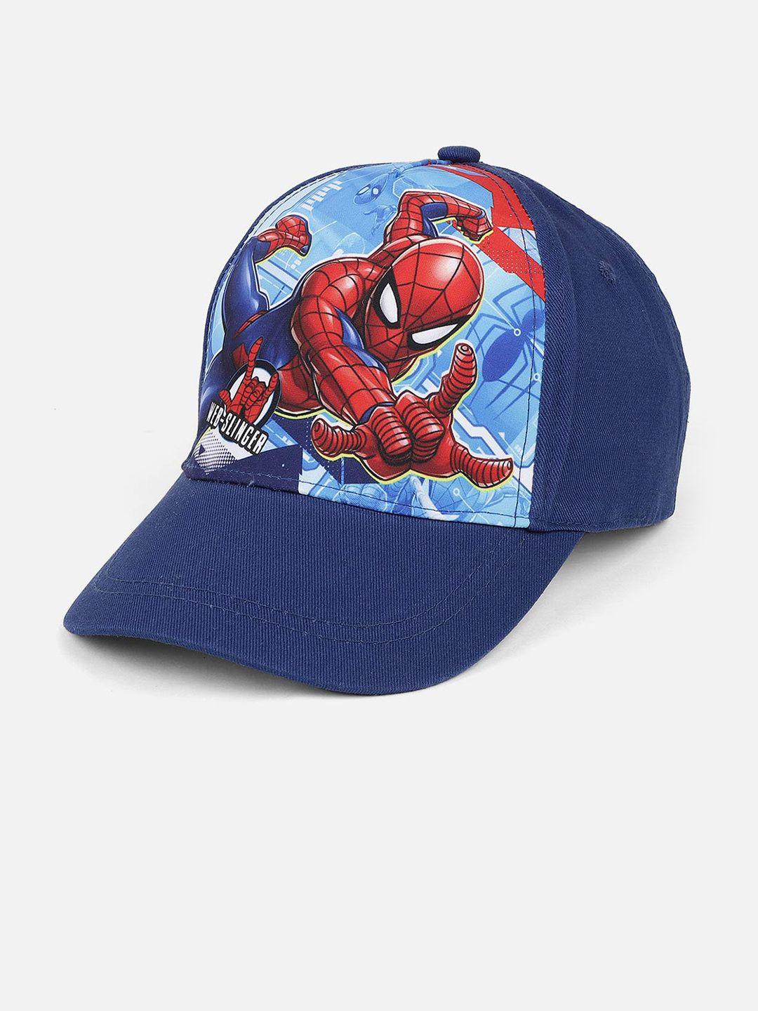 kids ville boys blue & red spiderman printed baseball cap