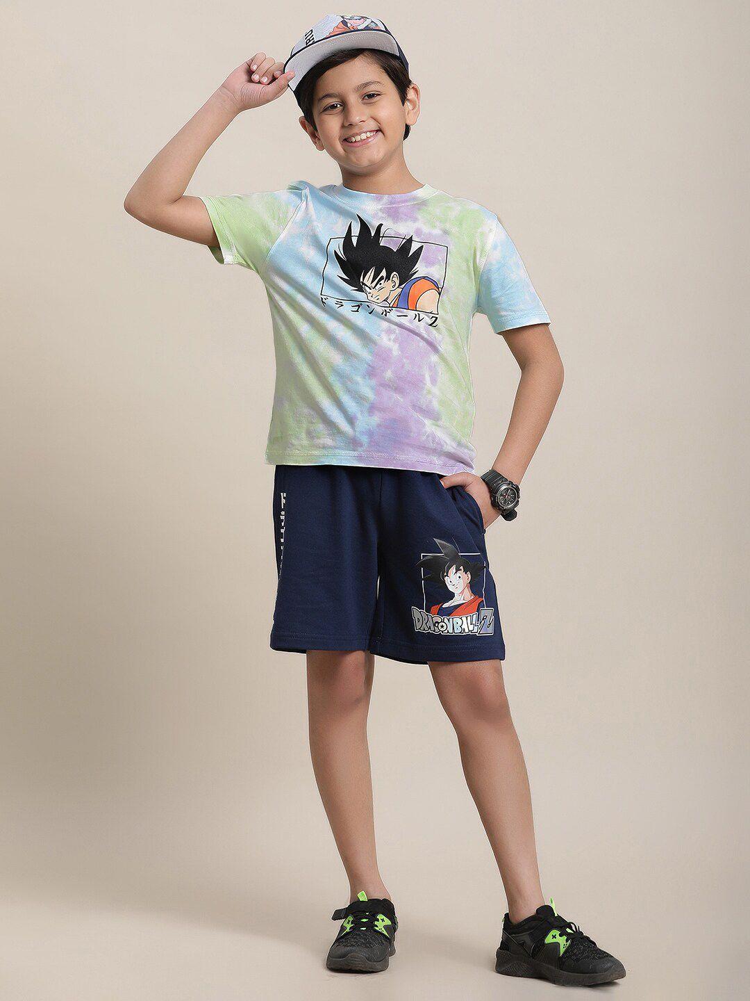 kids ville boys dragon ball z printed pure cotton t-shirt with shorts