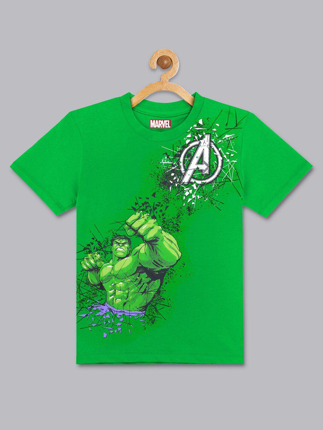 kids ville boys green hulk printed pure cotton shirts