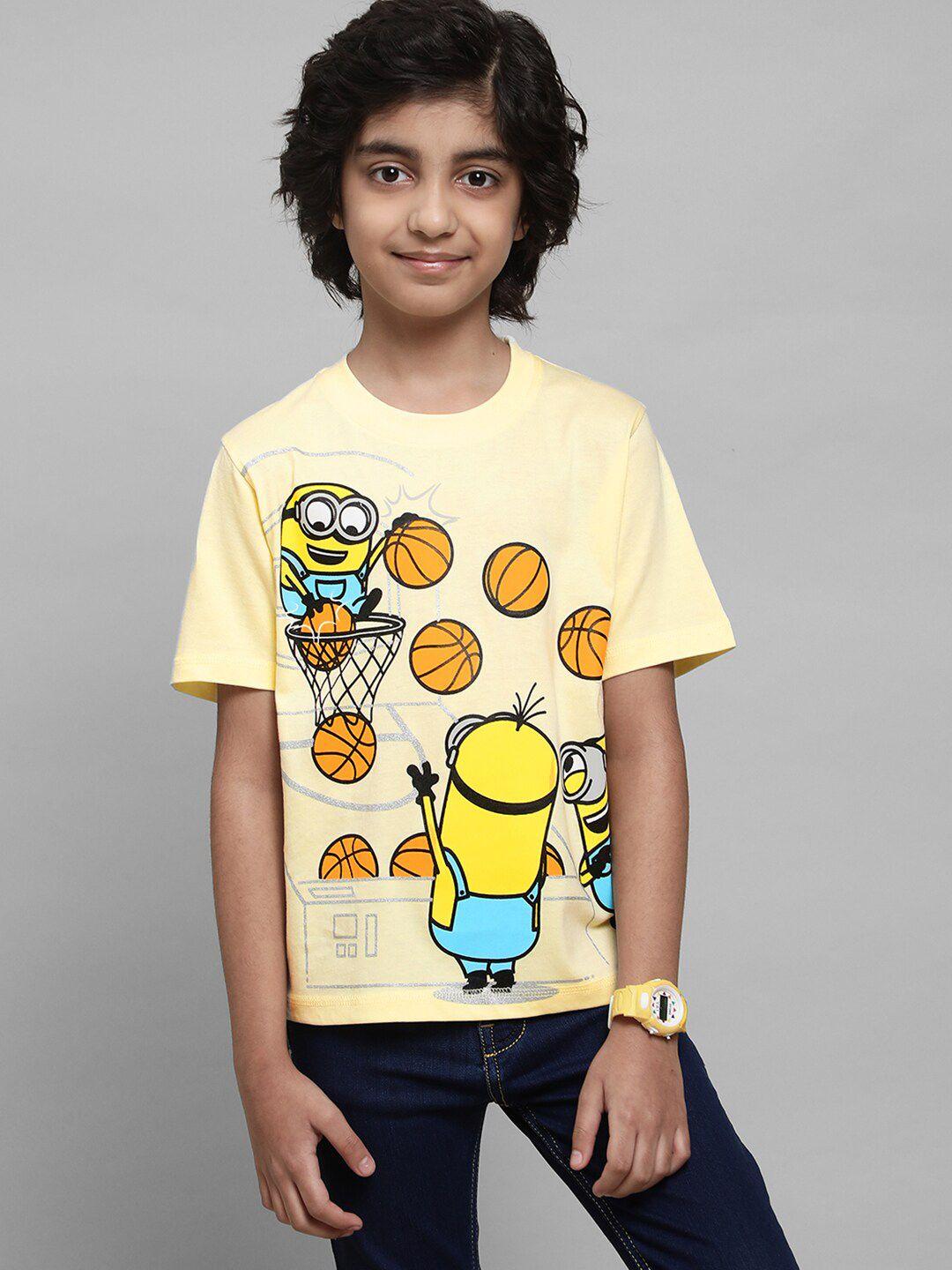 kids ville boys minions-printed cotton t-shirts