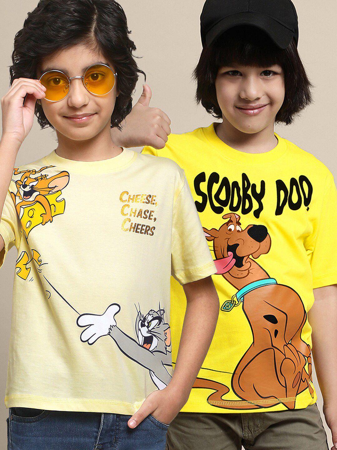 kids ville boys pack of 2 comic-printed cotton t-shirts