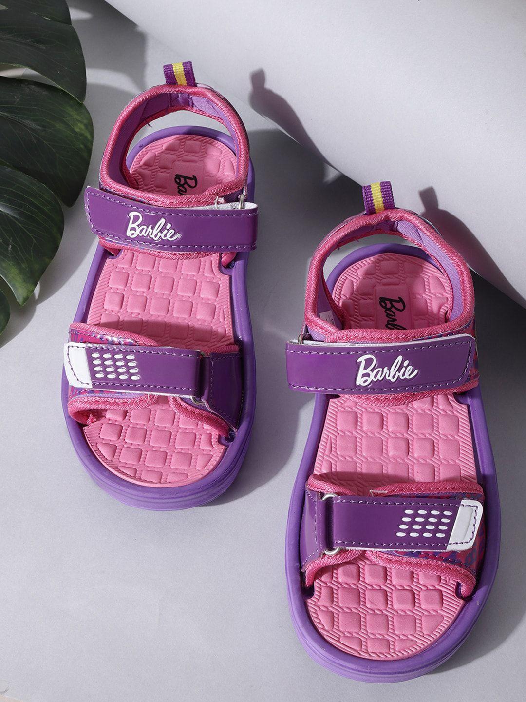 kids ville girls barbie printed canvas comfort sandals