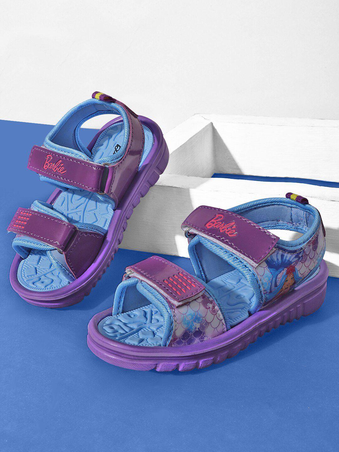 kids ville girls barbie printed velcro comfort sandals