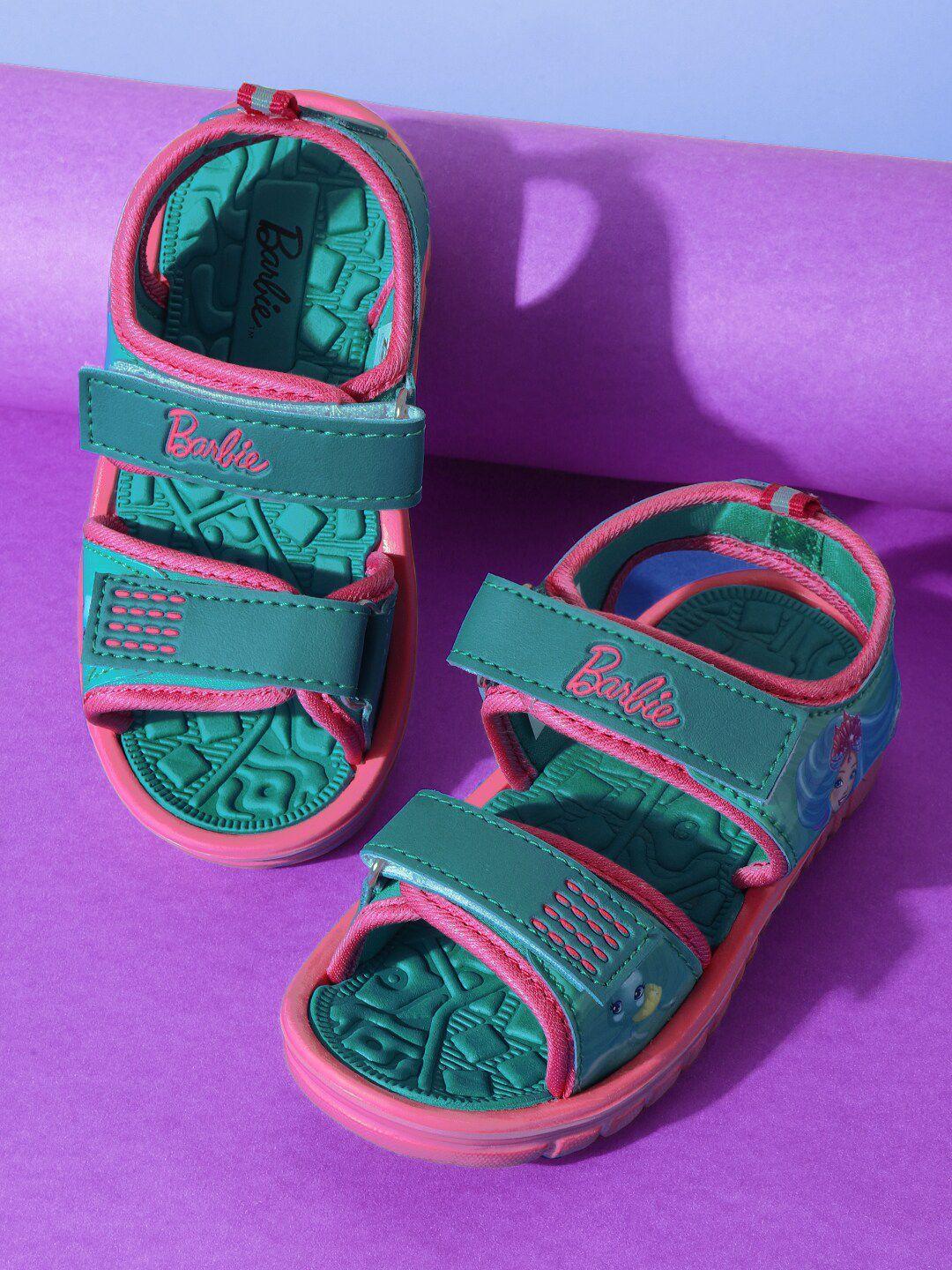 kids ville girls barbie printed velcro sandals