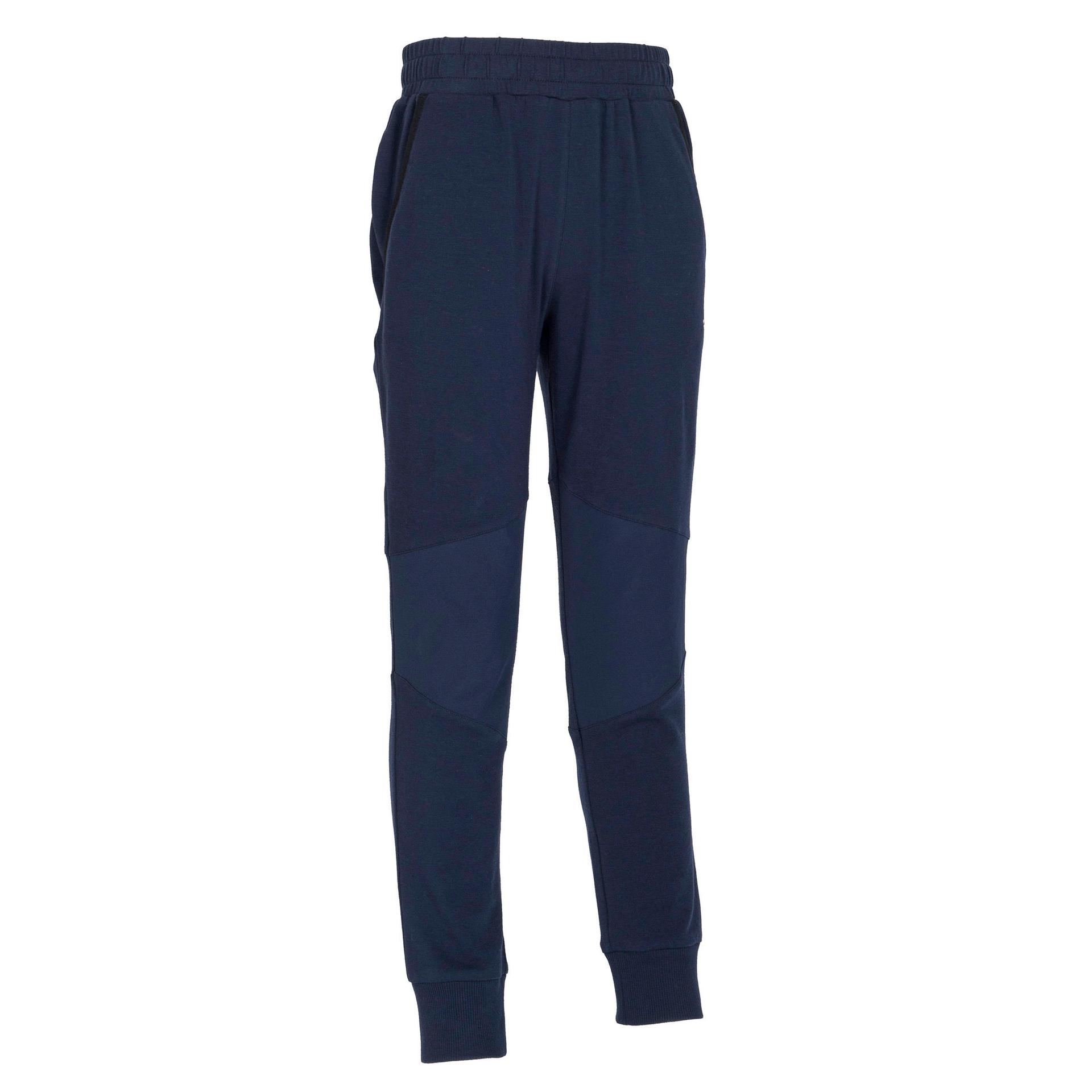 kids' wide/slim-fit cotton jogging bottoms - navy blue