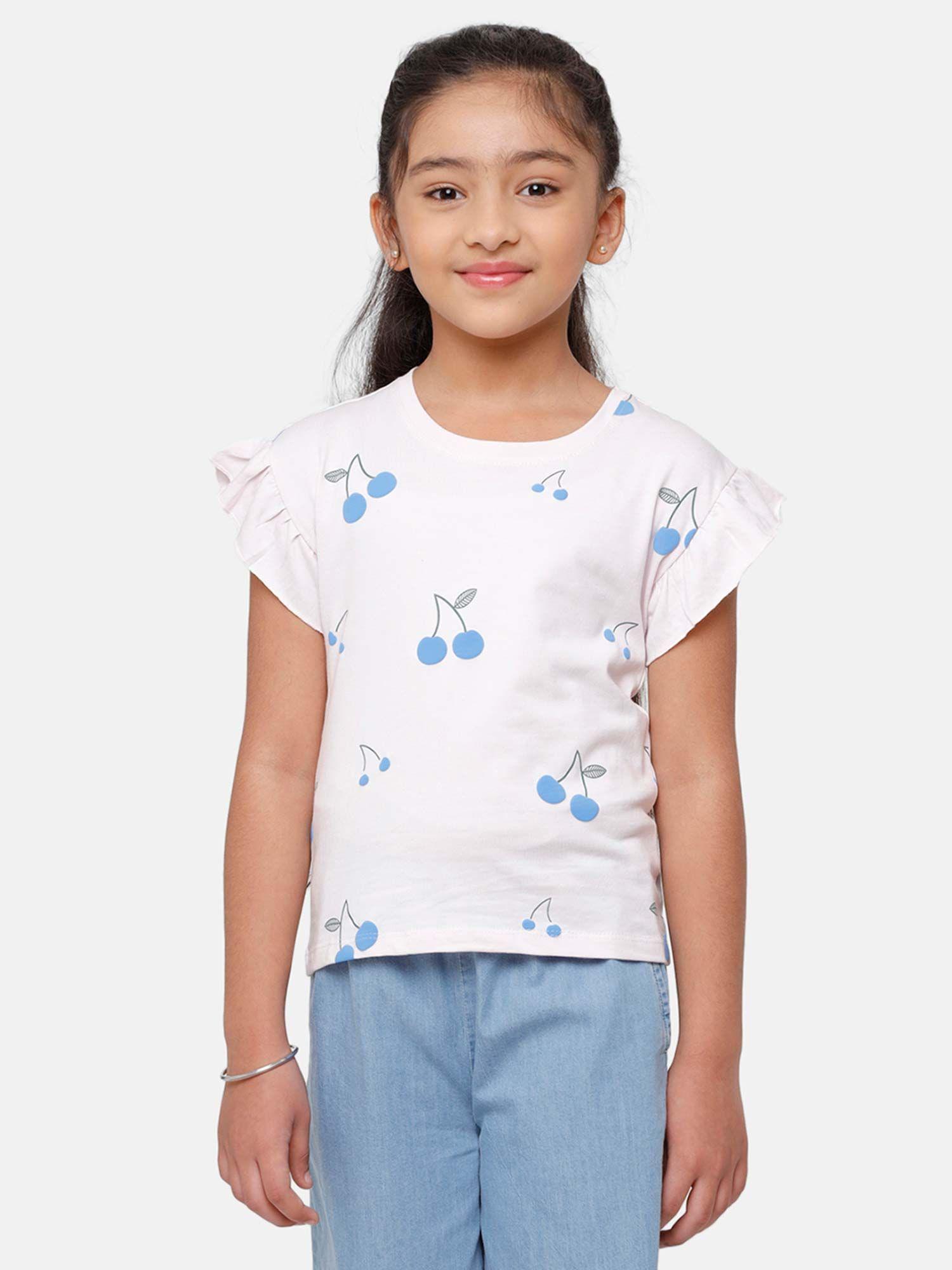 kids - girls top knit top all over print cotton orchid ice