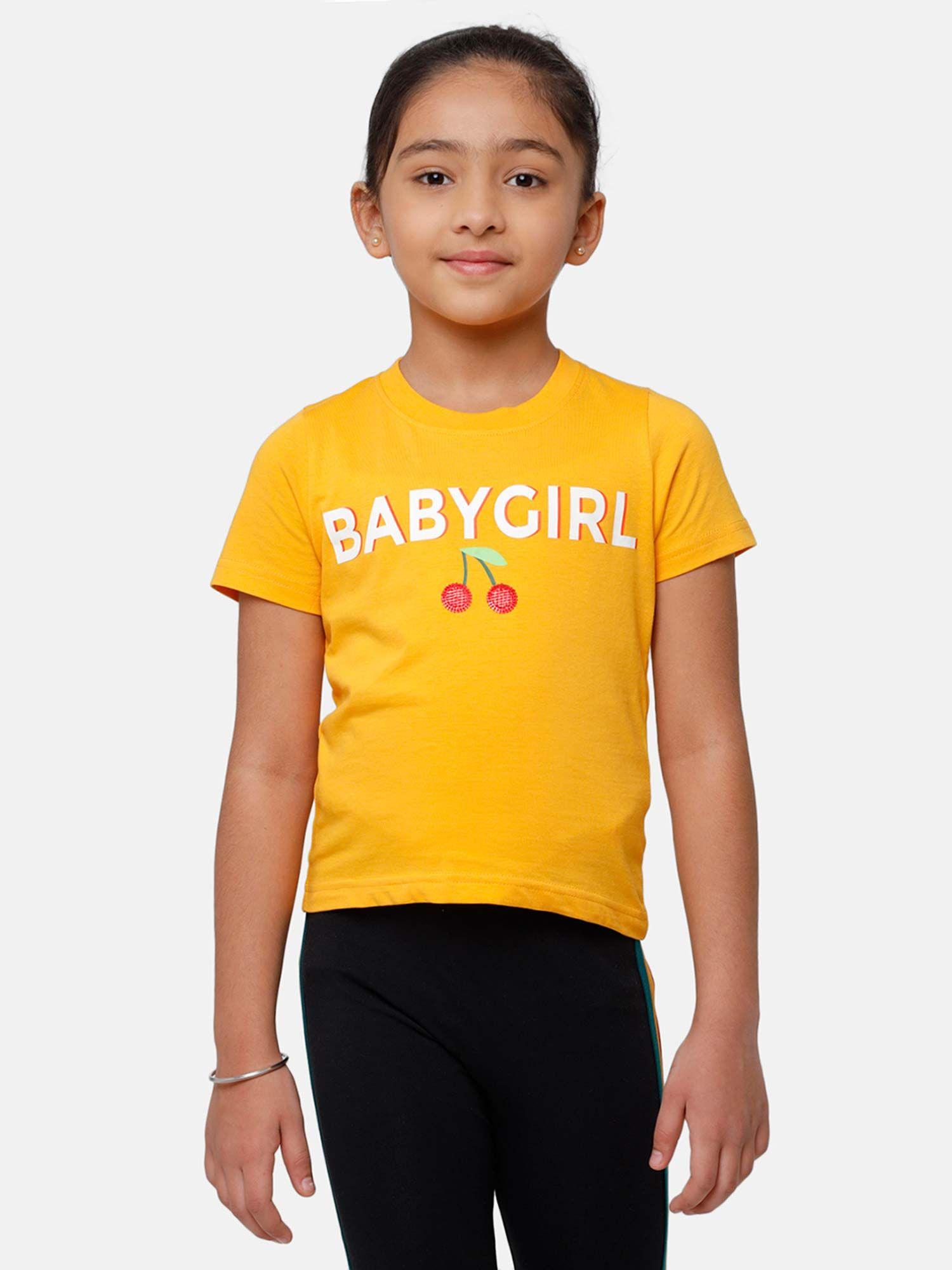 kids - girls top knit top placement print cotton citrus