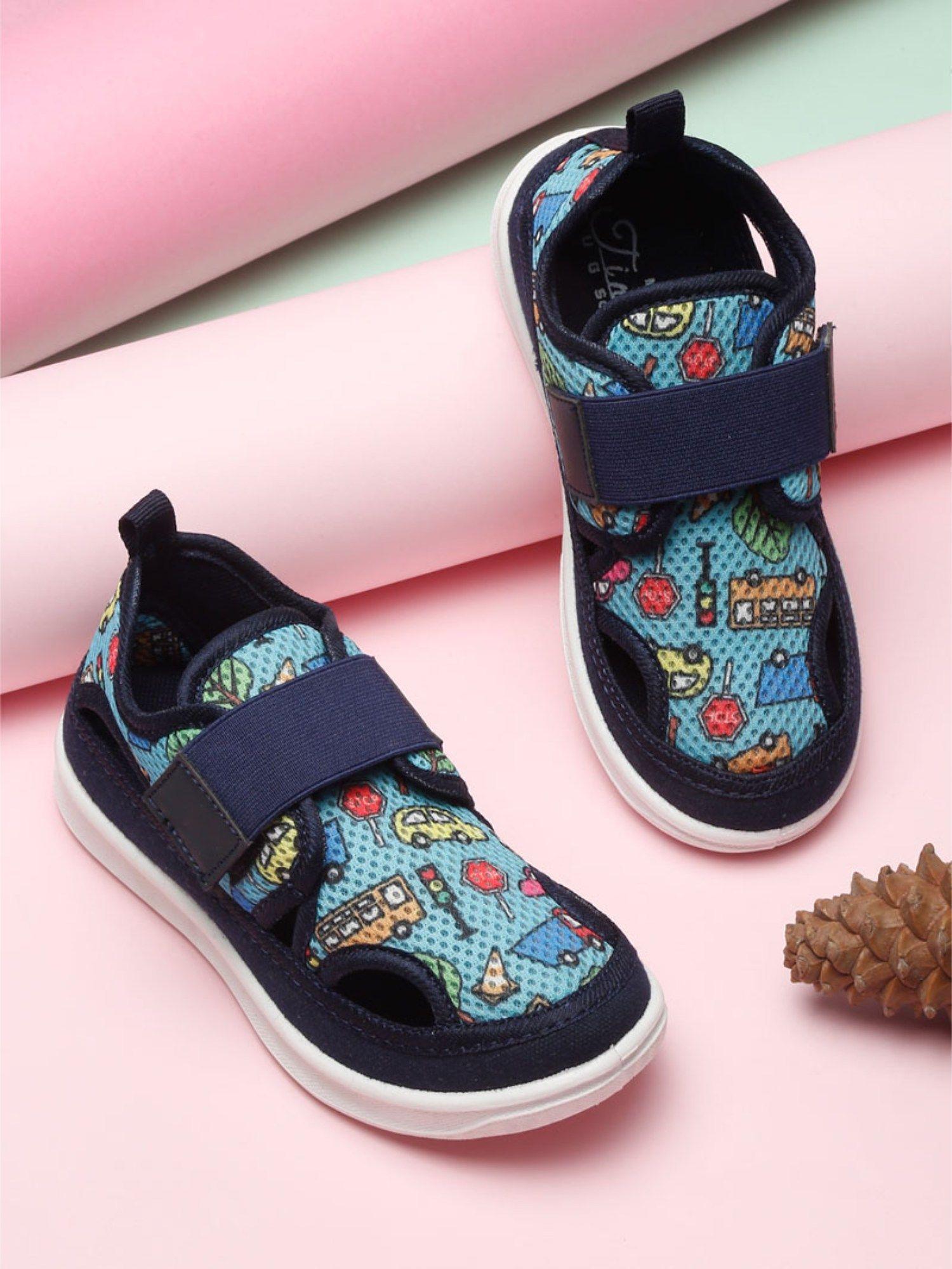 kids blue printed casual shoes