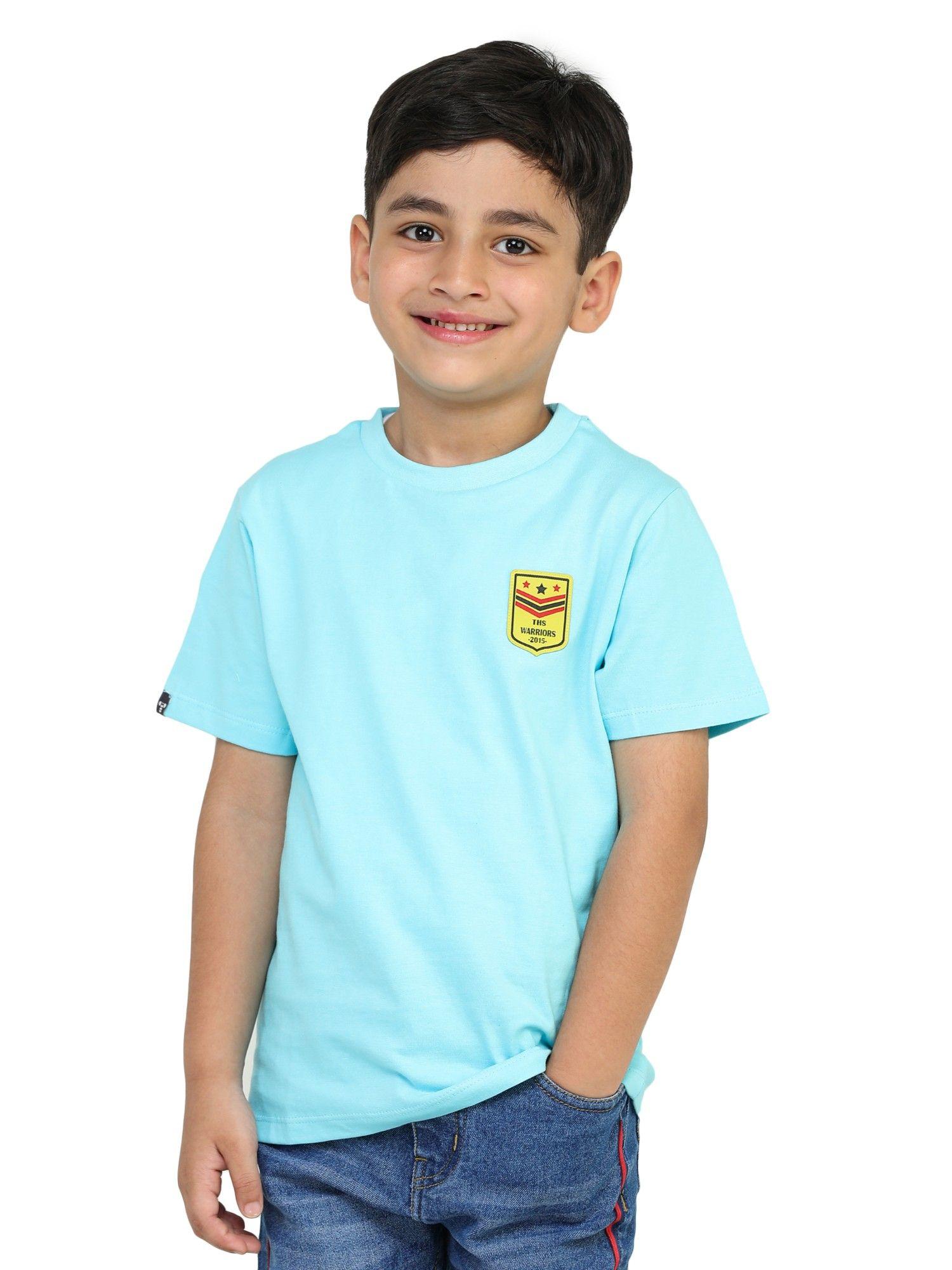 kids boys aqua half sleeve tshirt