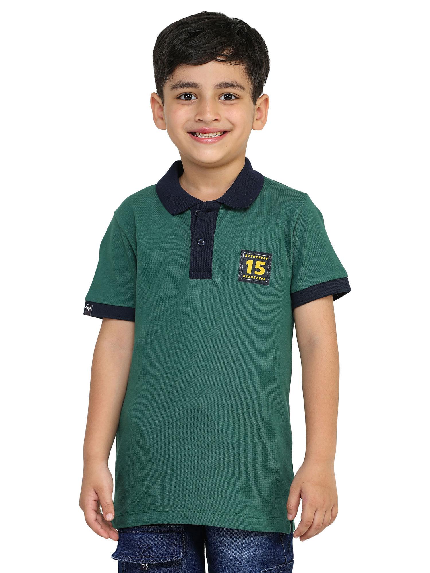 kids boys dark green polo t-shirt