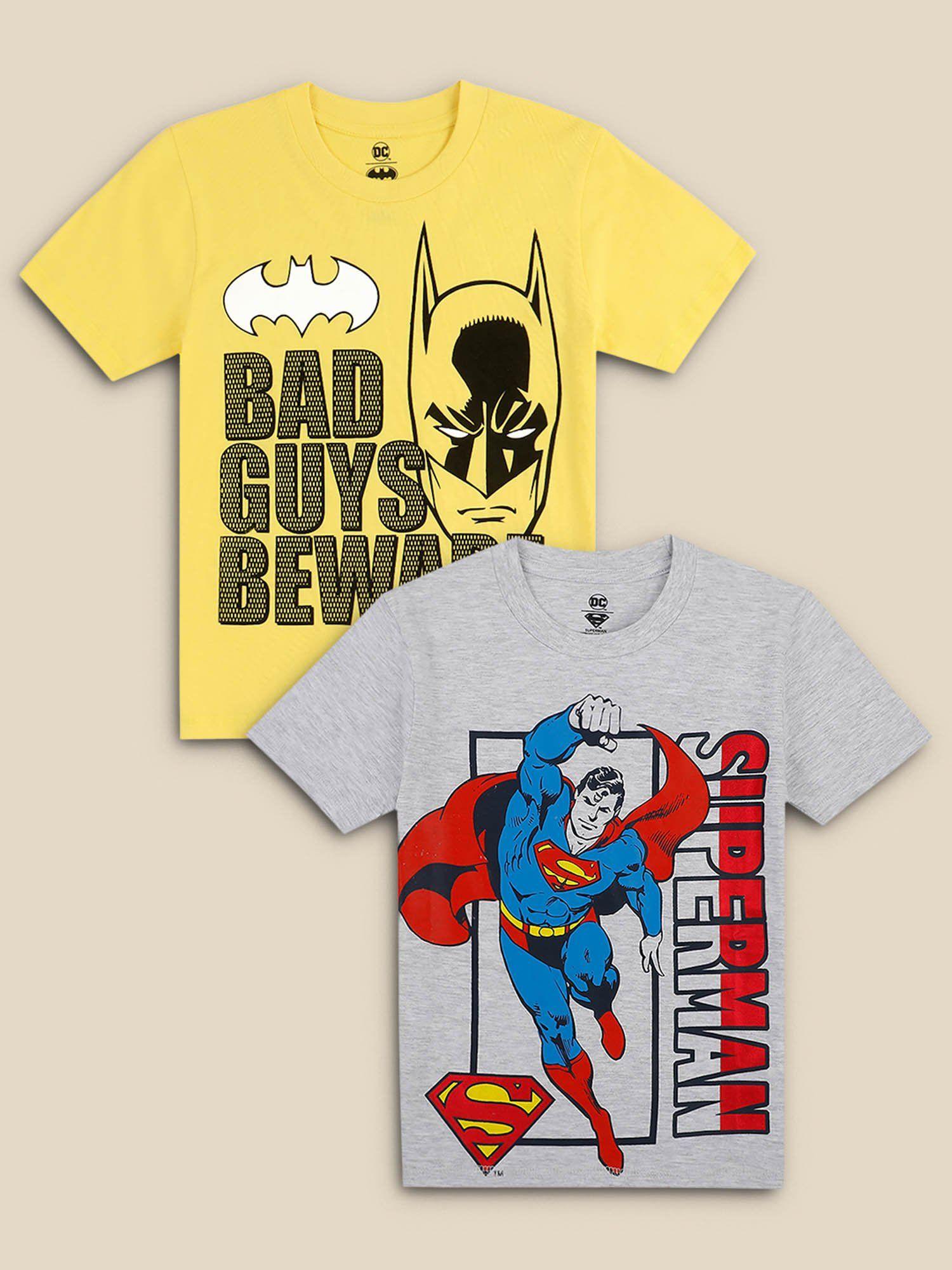 kids boys superman printed multi-color t-shirt (pack of 2)