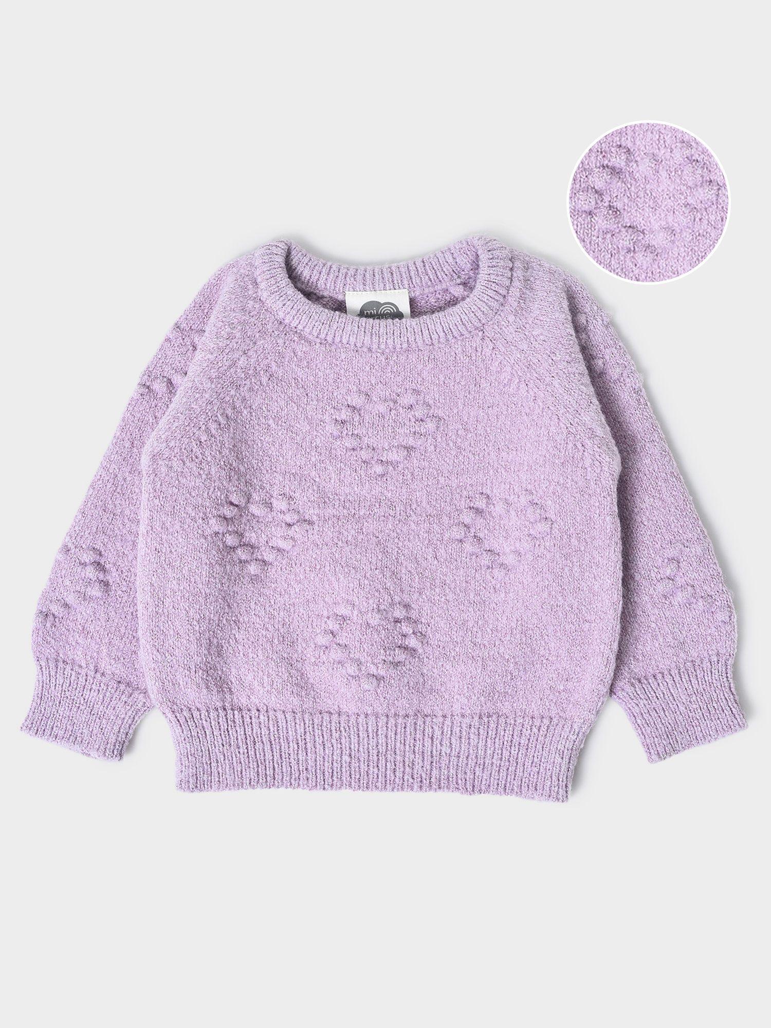 kids cable knit pullover lavender sweater
