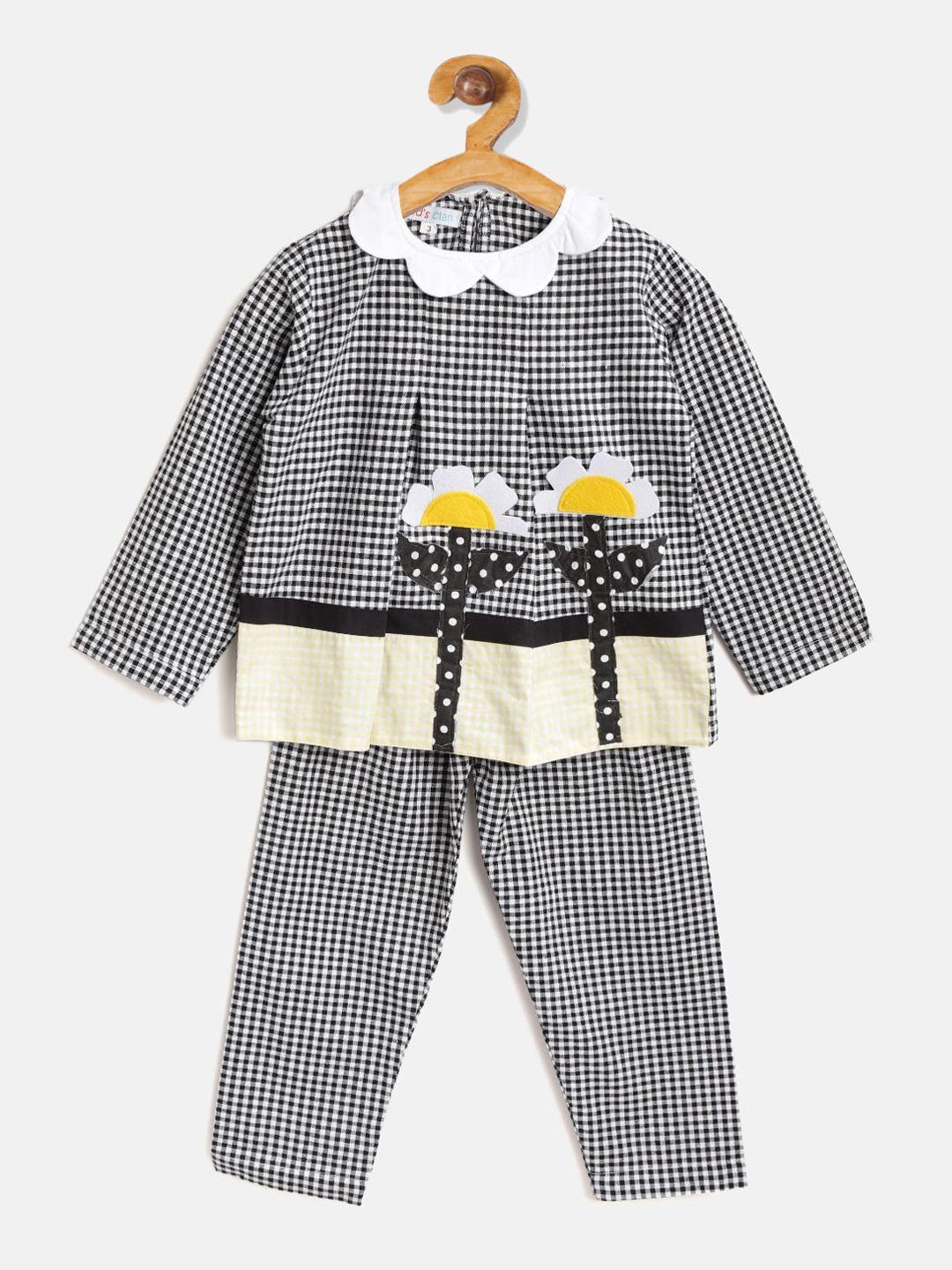 kids clan unisex kids blue & white checked night suit