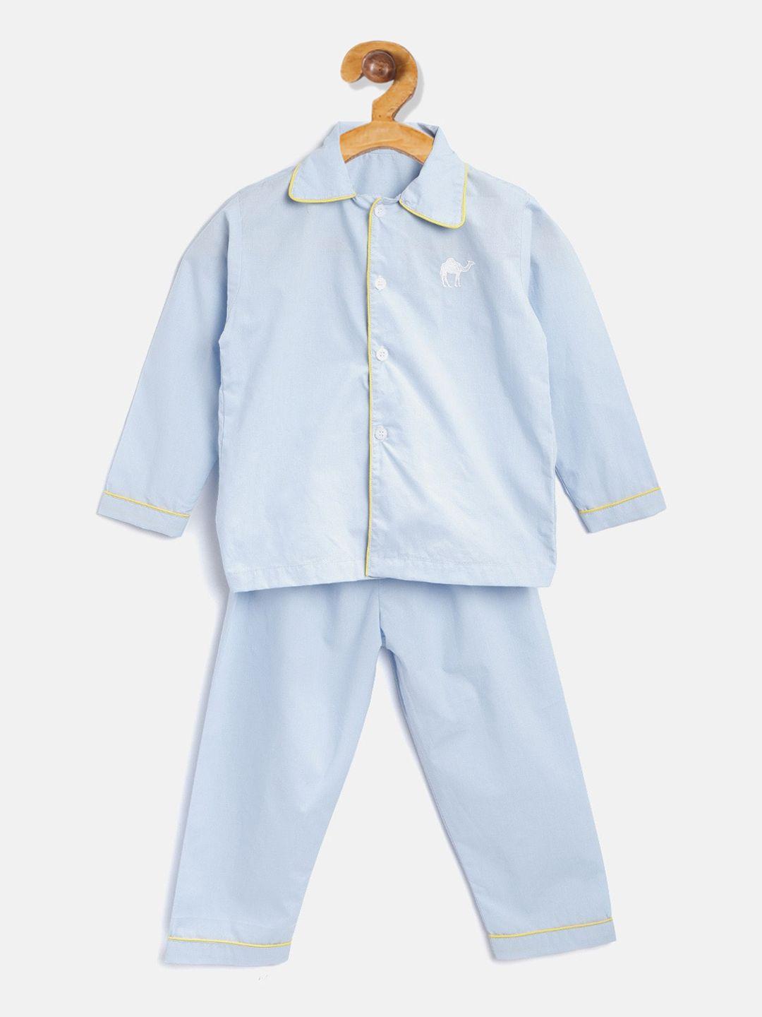 kids clan unisex kids blue solid night suit