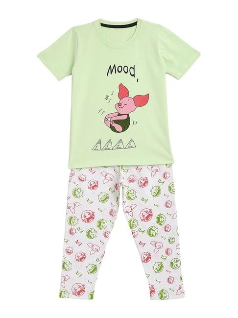 kids craft mint green cotton printed t-shirt & pants