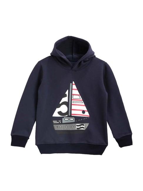 kids craft navy printed hoodie