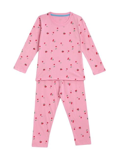 kids craft pink cotton printed t-shirt & pants