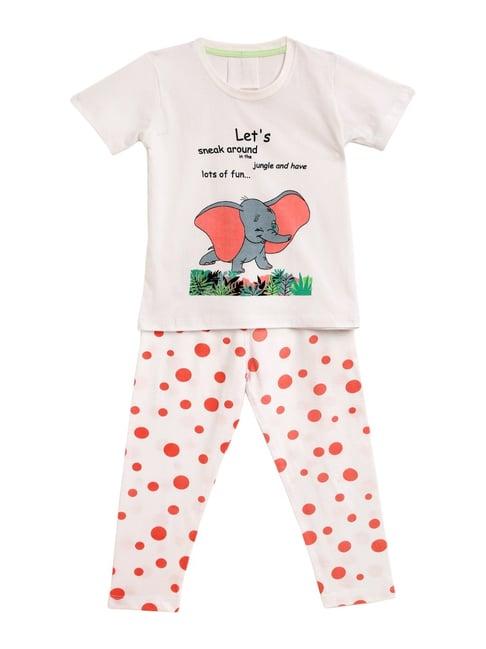 kids craft white cotton printed t-shirt & pants