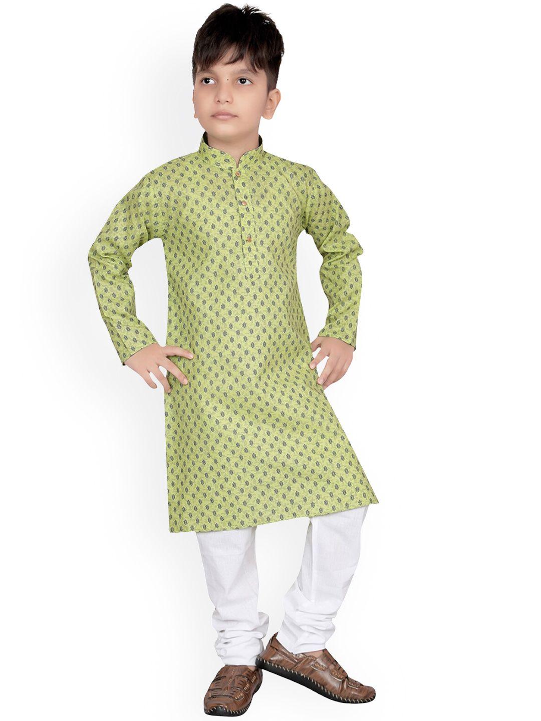 kids farm boys ethnic motifs printed kurta with pyjama