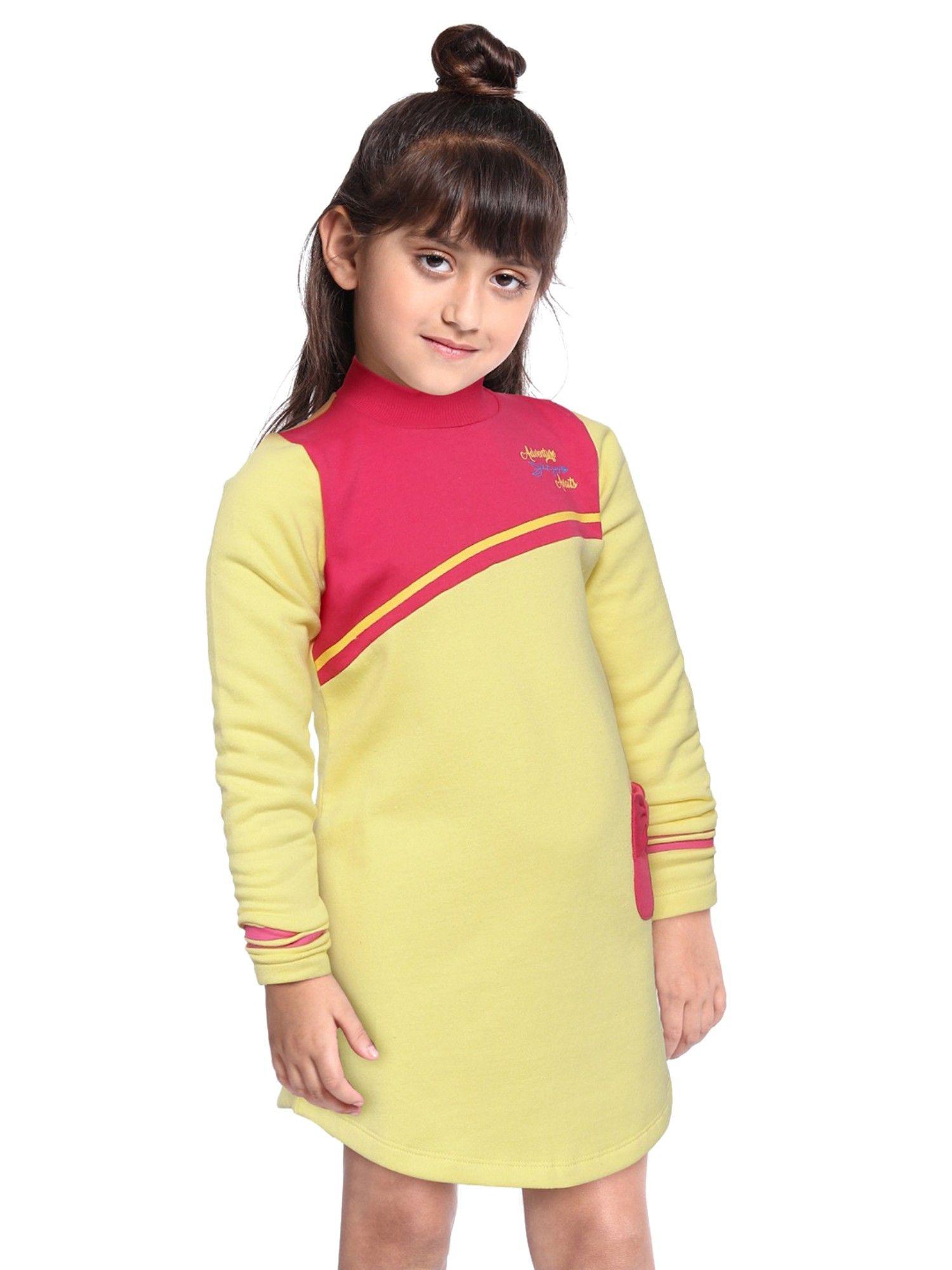 kids girls light yellow/ fuchsia dress