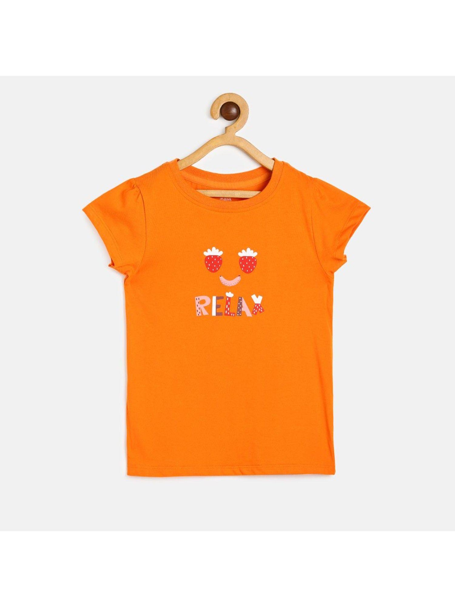 kids girls orange knit top