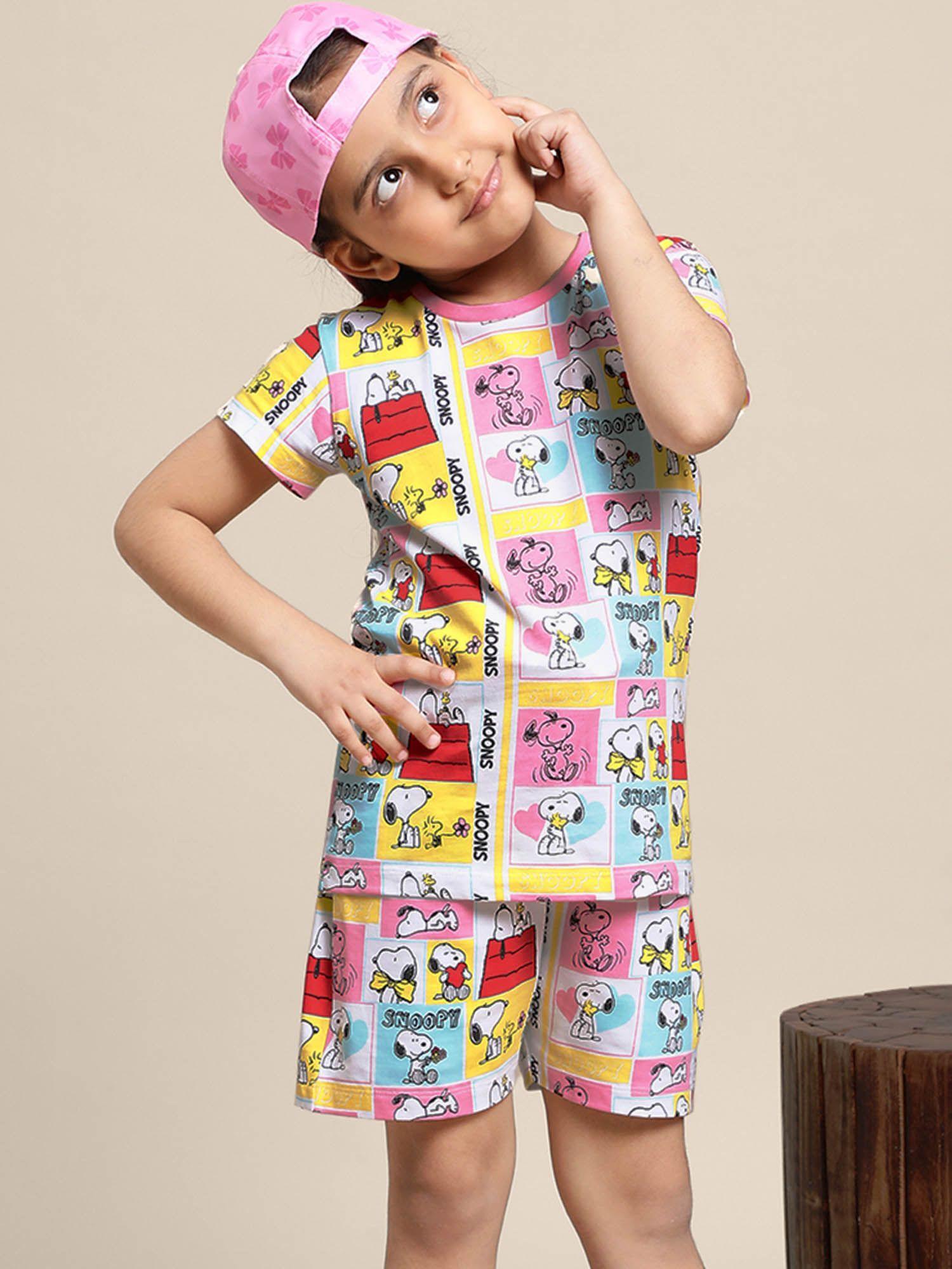 kids girls peanuts printed clothing set (set of 2)