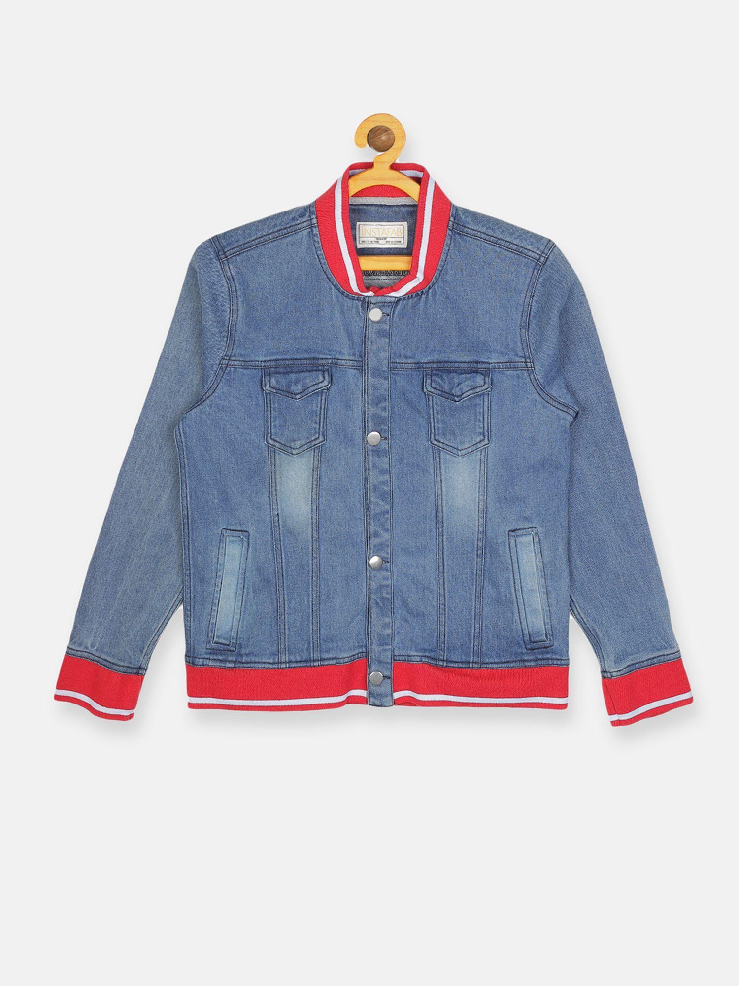kids girls stylish denim jacket-multi-color