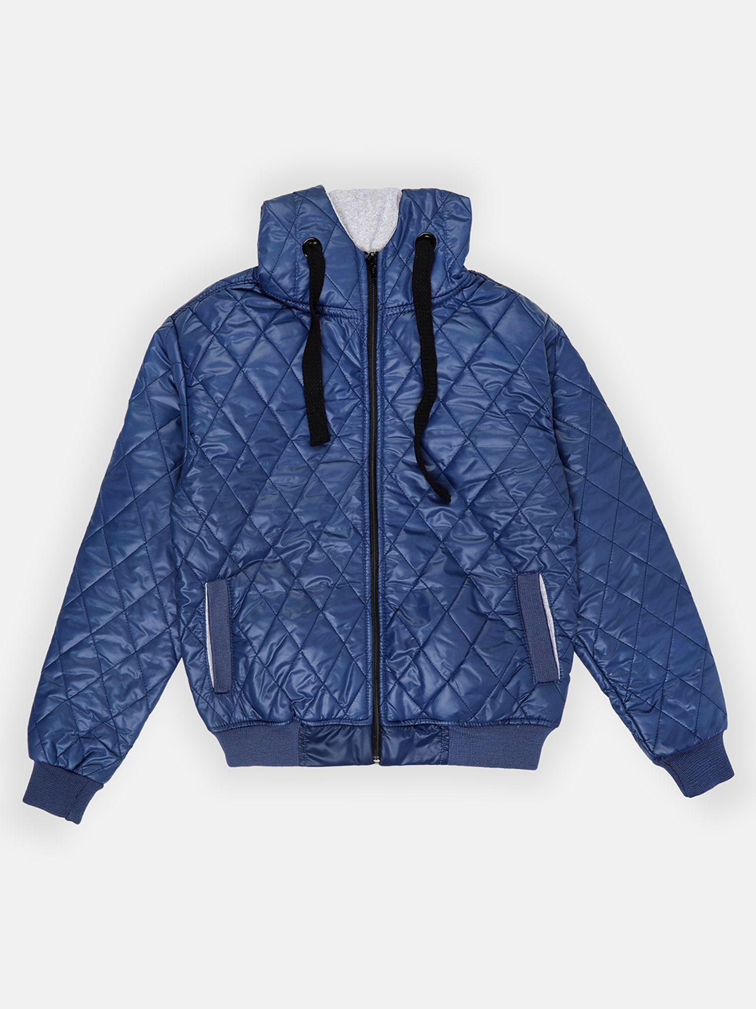 kids girls stylish solid bomber jackets-blue