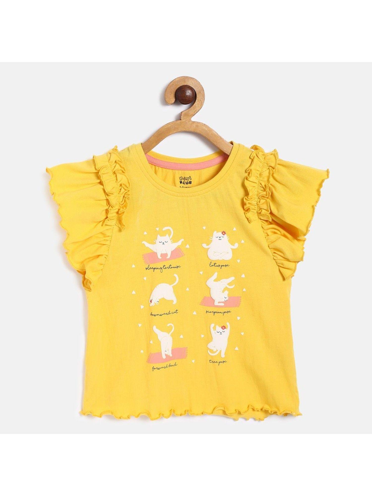 kids girls yellow knit top