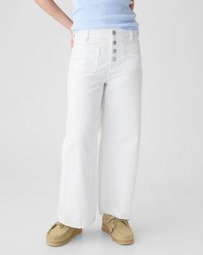 kids high-rise stride wide-leg ankle jeans