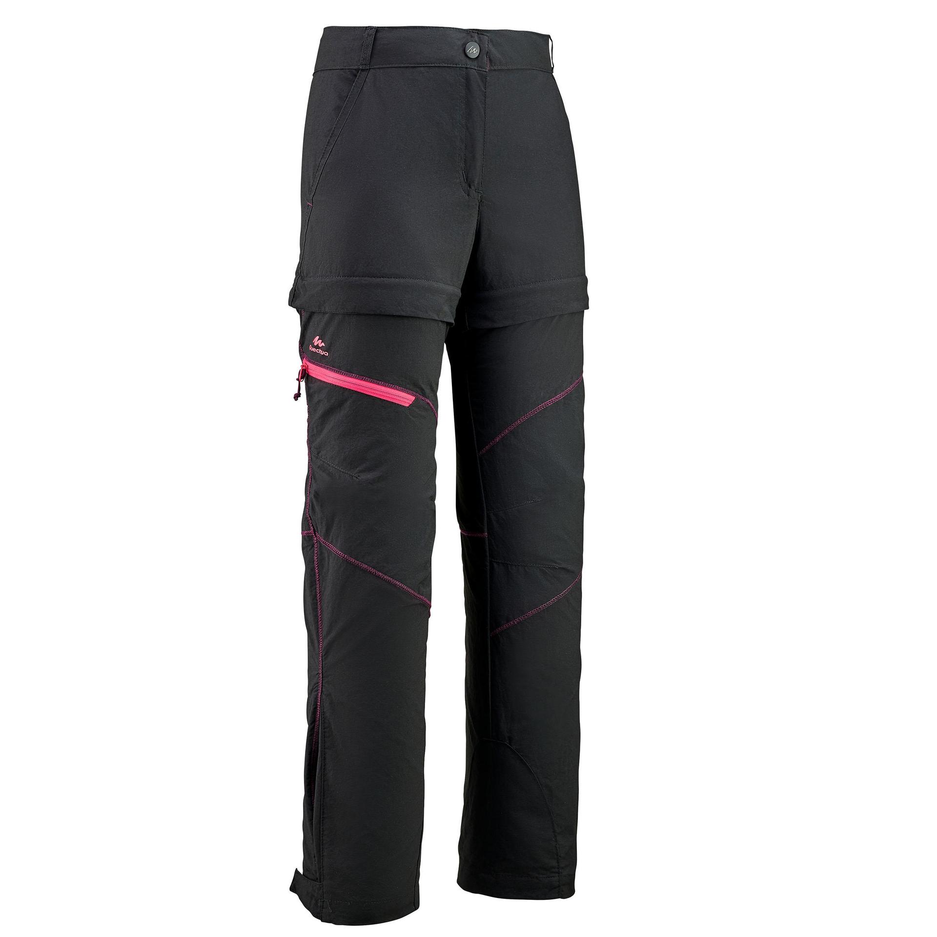 kids hiking modular trouser mh500 black (7-15 yrs)