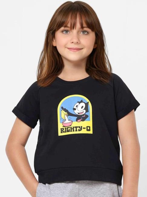 kids only anthracite black cotton printed t-shirt